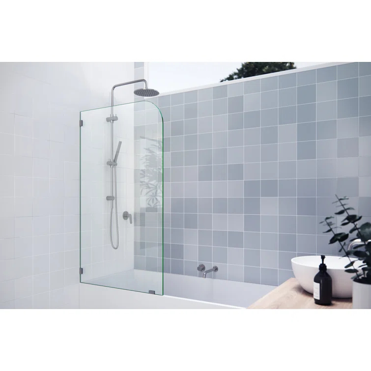 Solaris 30 in. x 58.25 in. Frameless Clear Fixed Radius Single Fixed Bath Panel