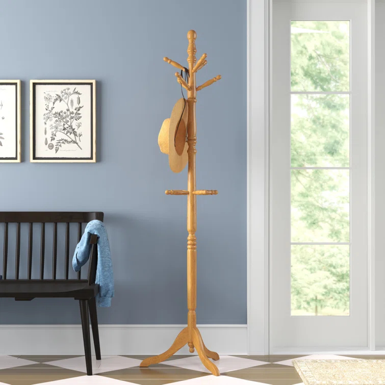 Gaston 10 - Hook Freestanding Solid Wood Coat Rack