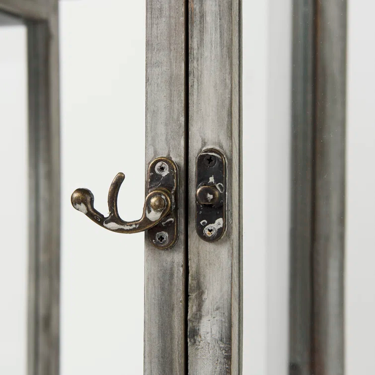 Natural Wood and Metal Hanging Candle Lantern Set