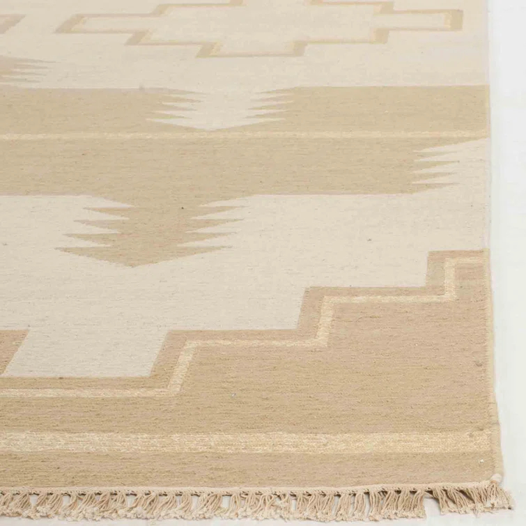Desert Cream Hand-Knotted Wool & Cotton 8' x 10' Reversible Area Rug