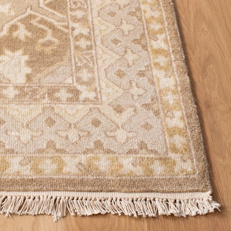Tobacco Wool Hand-Knotted Rectangular Area Rug