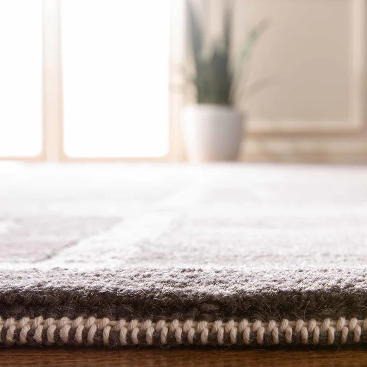 Medium Slate Tonal Geometric Wool Area Rug