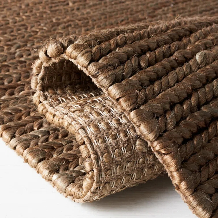 Hand-Knotted Jute-Cotton Blend 6' x 9' Rectangular Area Rug
