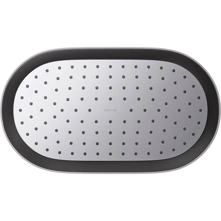 Statement 14" Single-Function Wall or Ceiling-Mount Round Rainhead, Oblong Rain Showerhead 2.5 GPM
