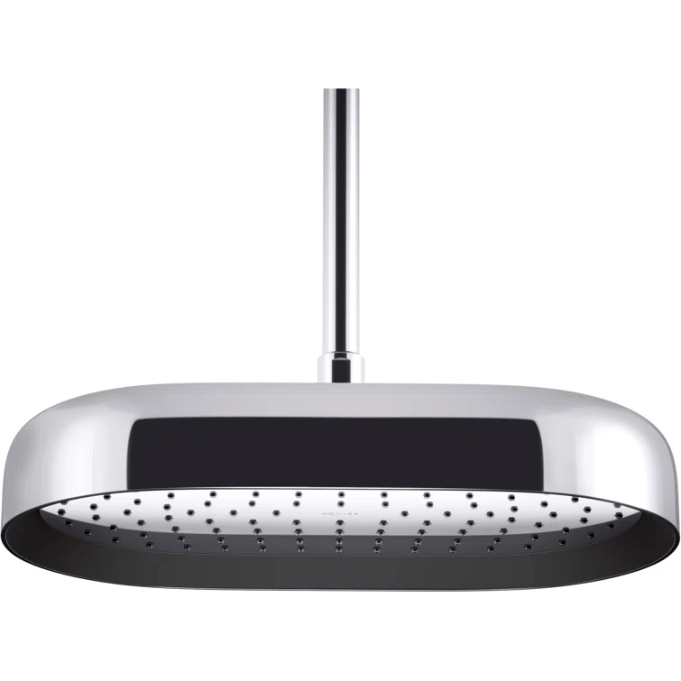 Statement 14" Single-Function Wall or Ceiling-Mount Round Rainhead, Oblong Rain Showerhead 2.5 GPM