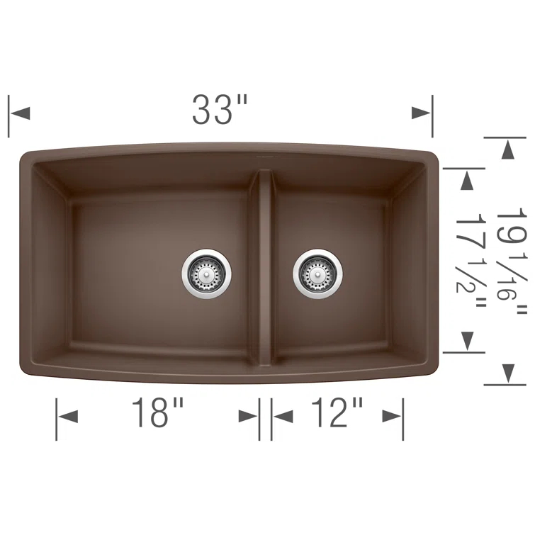 Performa SILGRANIT 33" L x 19" W Double Bowl Undermount Kitchen Sink