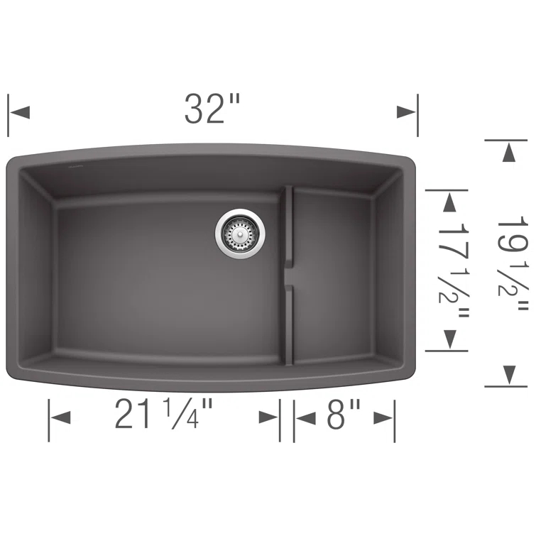 Performa Cascade SILGRANIT 32" L X 20'' W Single Bowl Undermount Kitchen Sink with Colander