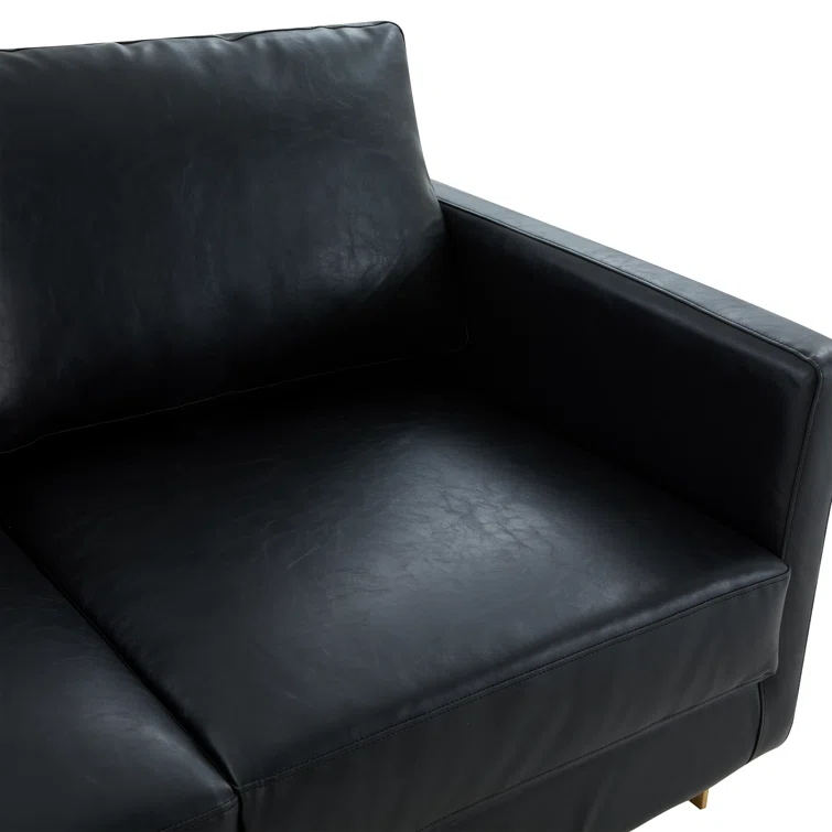 Bellago 55'' Upholstered Leather Accent Armchair with Gold Frame