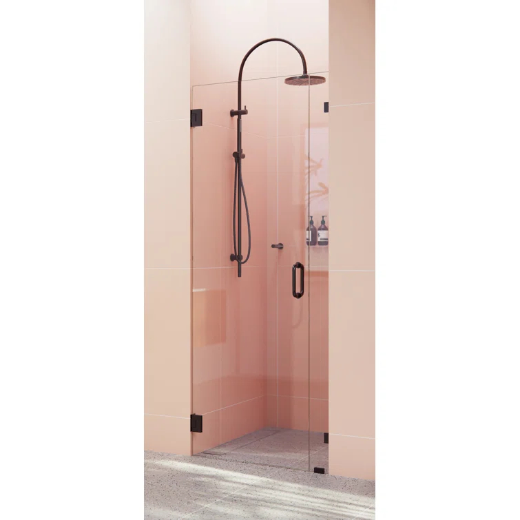Illume 33.5 in. x 78 in. Fully Frameless Wall Hinge Shower Door
