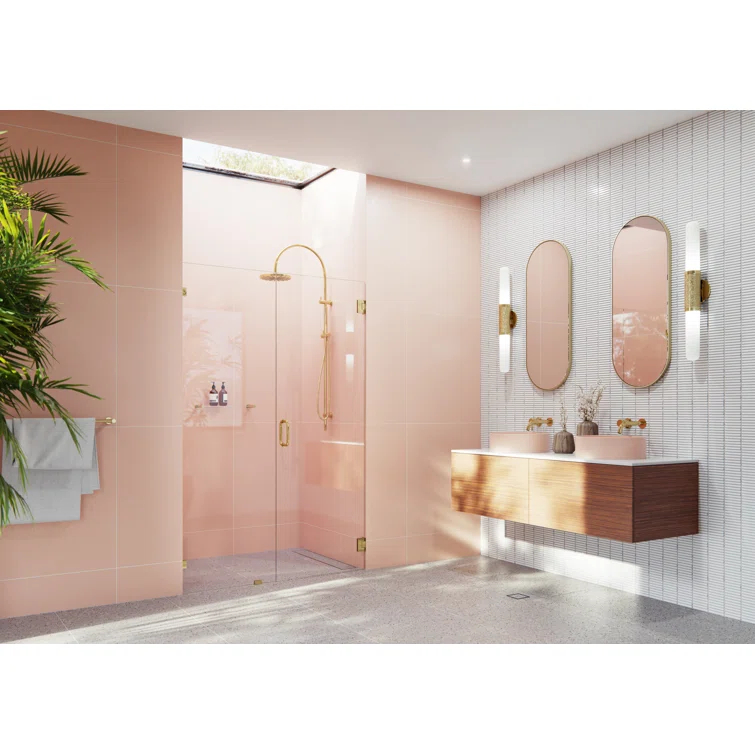 Illume 46 in. x 78 in. Fully Frameless Wall Hinge Shower Door