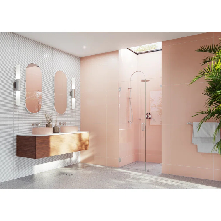 Illume 37.75 in. x 78 in. Fully Frameless Wall Hinge Shower Door