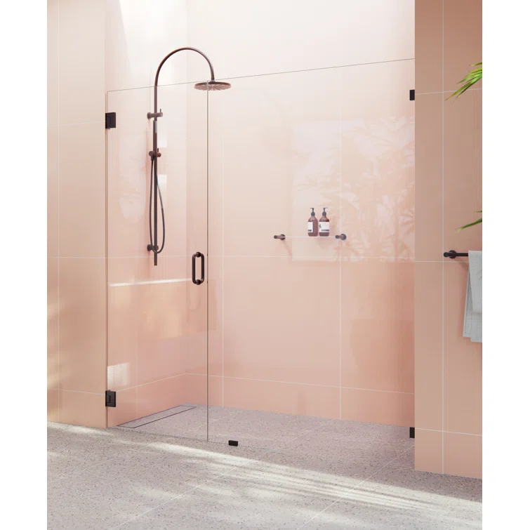 Glass Warehouse Illume 71 in. x 78 in. Fully Frameless Wall Hinge Shower Door GW-WH-71-ORB