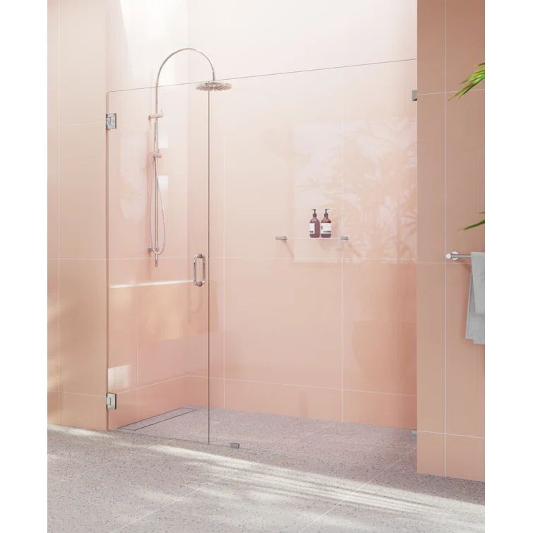 Illume 72.5 in. x 78 in. Fully Frameless Wall Hinge Shower Door