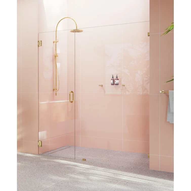 Glass Warehouse Illume 72.5 in. x 78 in. Fully Frameless Wall Hinge Shower Door GW-WH-72.5-PB