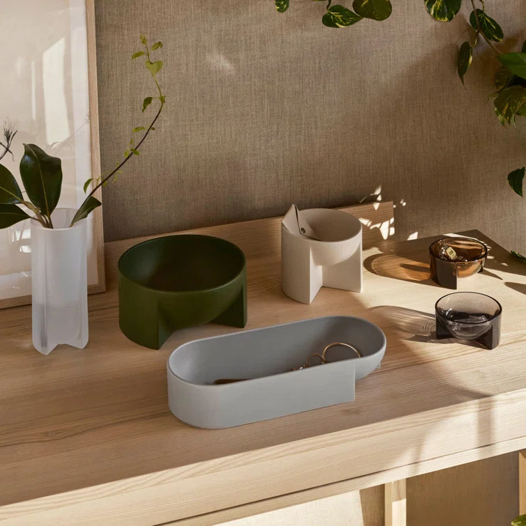 Kuru Ceramic Decorative Bowl in Light Gray