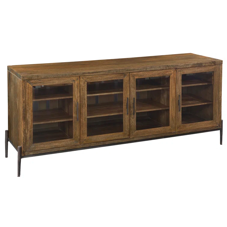 Bedford Transitional Brown Mango Solid Entertainment Console with Glass Doors
