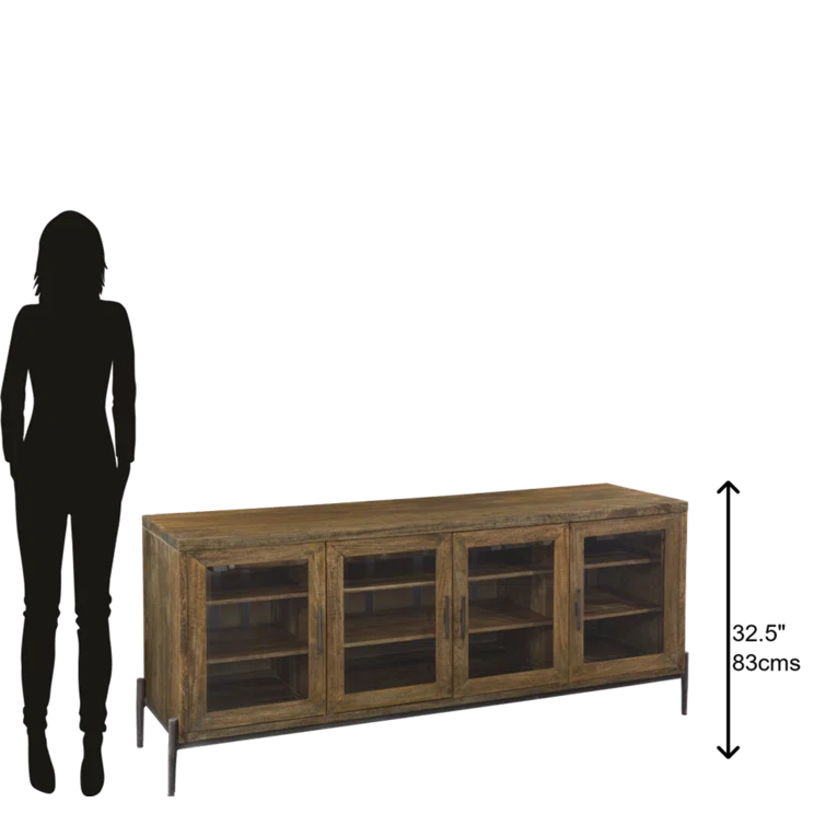 Bedford Transitional Brown Mango Solid Entertainment Console with Glass Doors