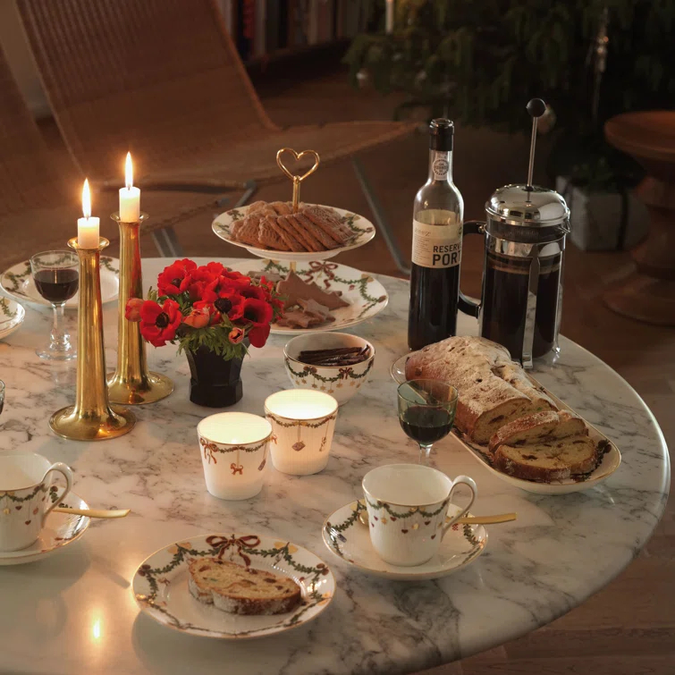 Royal Copenhagen Inspired Ceramic Tiered Oval Christmas Serving Platter