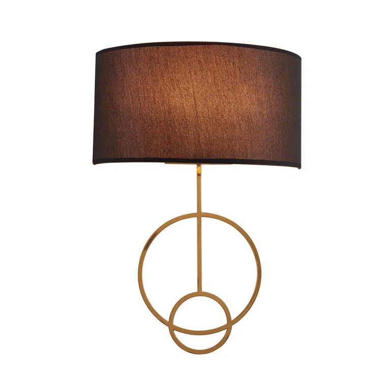 Bethel International Wall Sconce Satin Brass Metal & Fabric