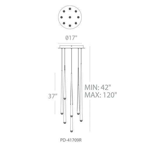 Cascade 9 - Light Polished Nickel LED Cluster Pendant