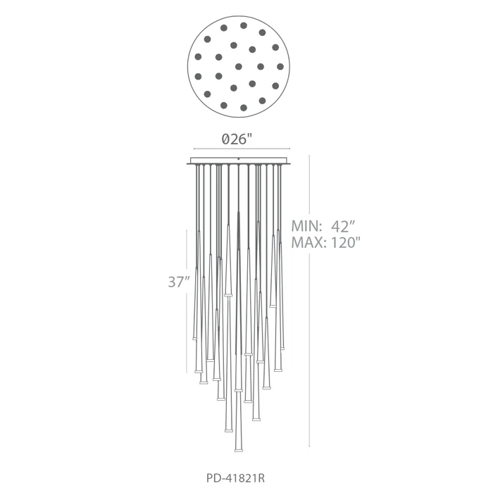 Cascade 21 - Light Polished Nickel LED Cluster Pendant
