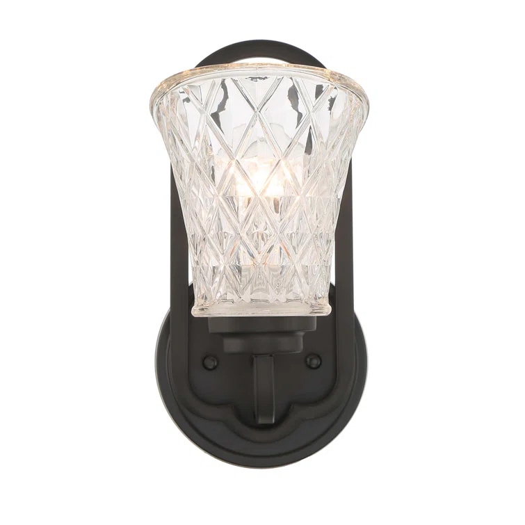 1 - Light Dimmable Black Armed Sconce