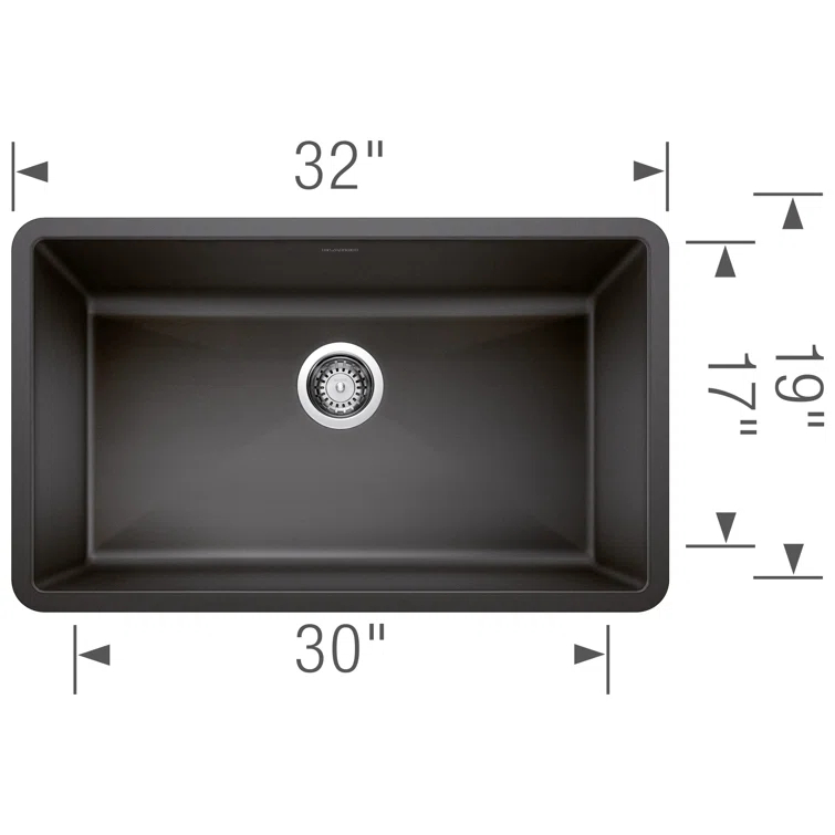 Precis SILGRANIT 32" L X 19" W Super Single Undermount Kitchen SInk