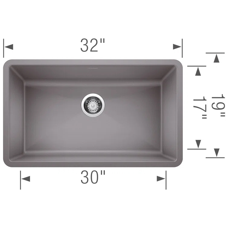 Precis SILGRANIT 32" L X 19" W Super Single Undermount Kitchen SInk