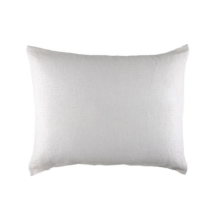River Luxe White Cotton Linen Jacquard Euro Lumbar Pillow