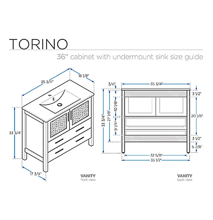 Torino 36'' Single Bathroom Vanity with Ceramic Top with Mirror