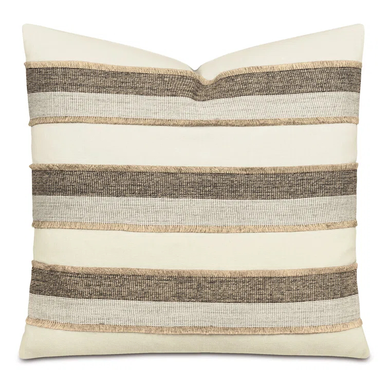Marin Square Linen Blend Pillow with Fringe Detail