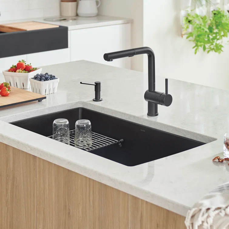 Precis SILGRANIT 32" L X 19" W Super Single Undermount Kitchen SInk