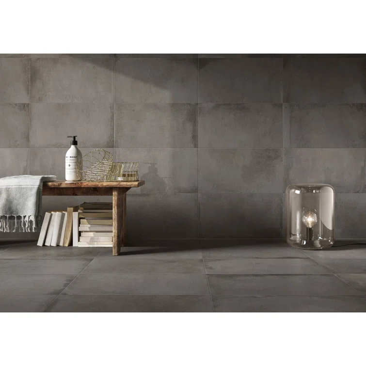 Borigni™ 35" x 35" Porcelain Concrete Look Wall & Floor Tile