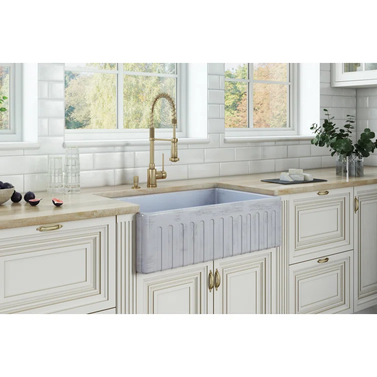 Ruvati 33 inch Fireclay Farmhouse Apron-Front Kitchen Sink Reversible