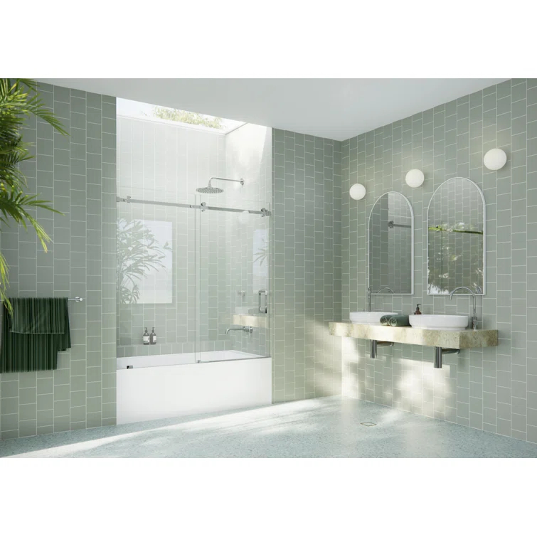 Astro 56 in. - 60 in. x 60 in. Frameless Sliding Bathtub Door