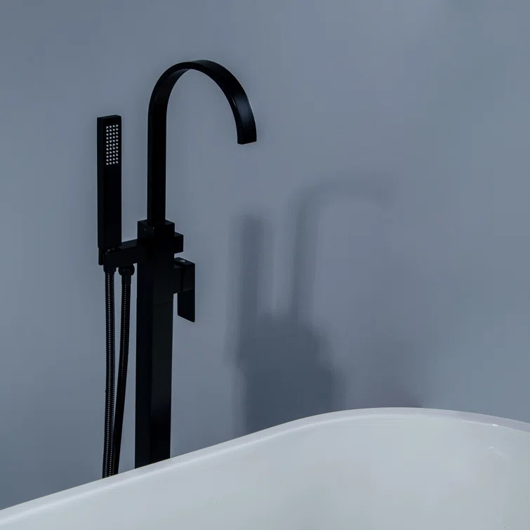 1 Handle Floor Clawfoot Tub Faucet with Diverter