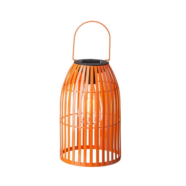 9.75" Metal Woven Solar Powered  Outdoor Hanging Lantern