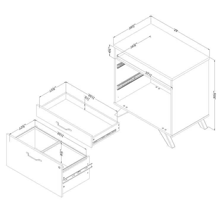 Boneita 29'' Wide 2 -Drawer File Cabinet