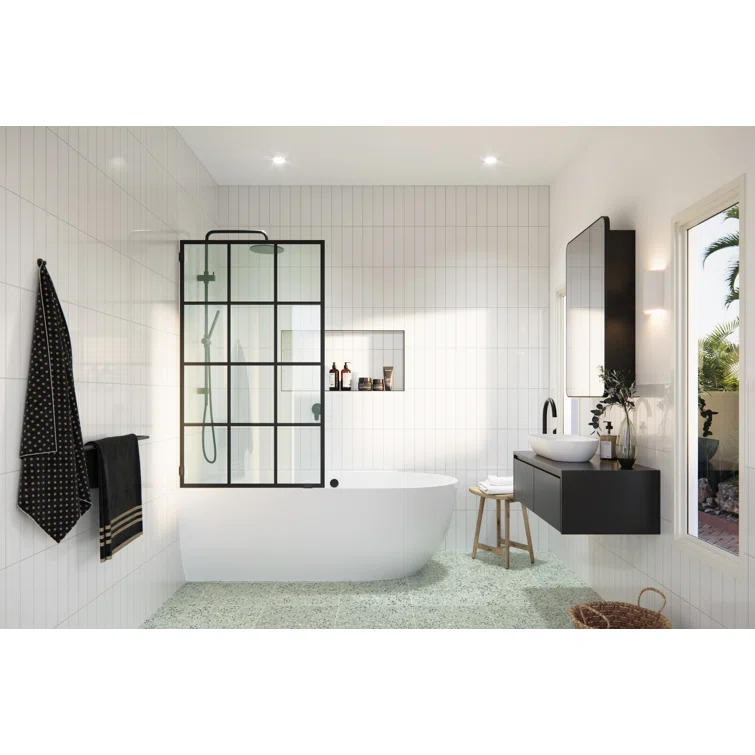 Esprit 34 in. x 58.25 in. French Monture Single Fixed Bath Panel