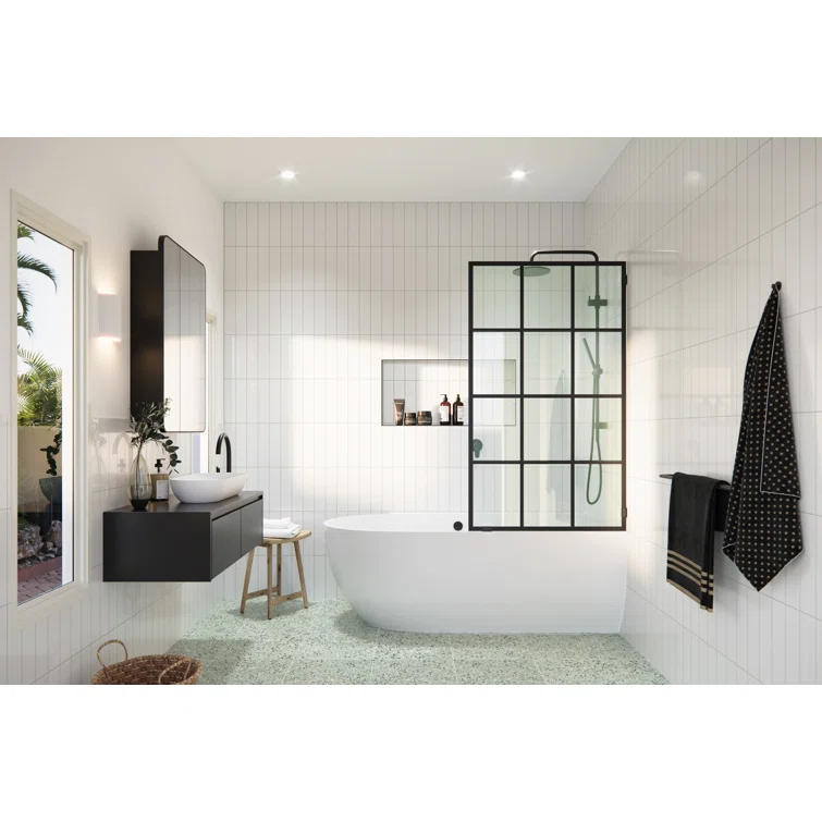 Esprit 34 in. x 58.25 in. French Monture Single Fixed Bath Panel