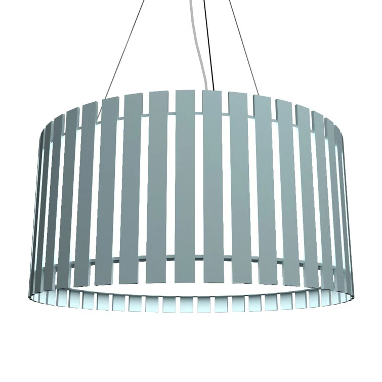 Imbuia Wood Drum Pendant Light with White Acrylic Diffuser