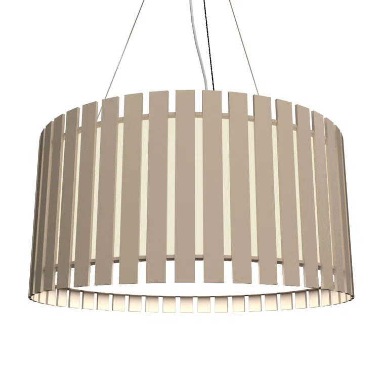 Wood Dimmable LED Drum Chandelier