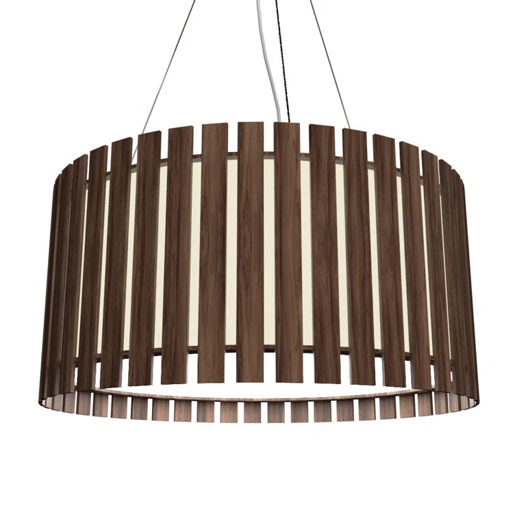 Wood Dimmable LED Drum Chandelier