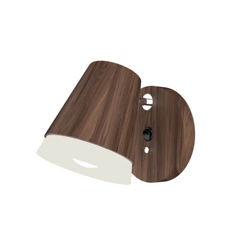American Walnut and Stone Modern Wall Sconce
