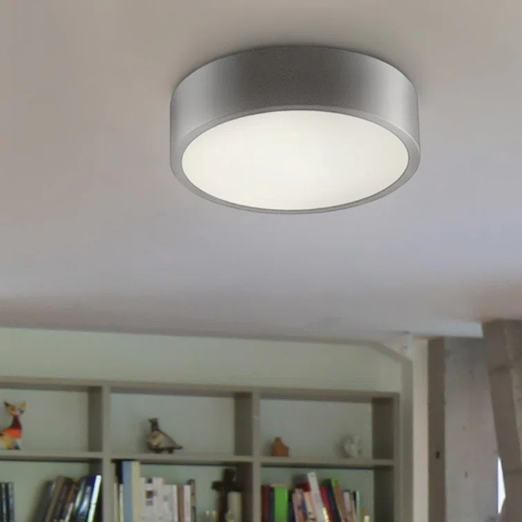Pi Bright Satin Aluminum 8" LED Flush Mount Light