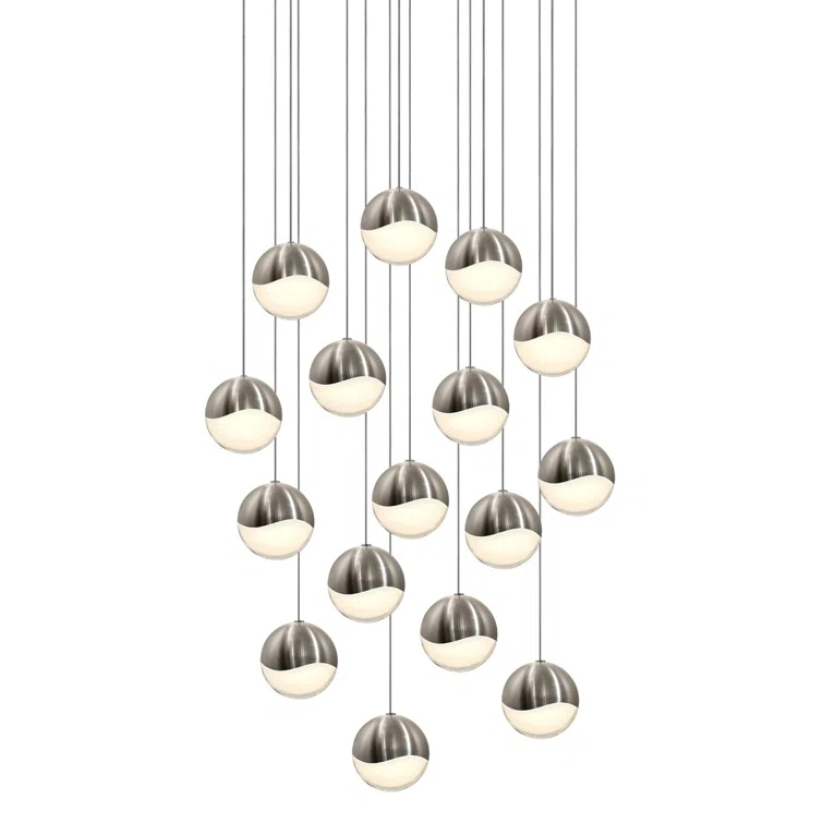 Satin Nickel 23.75" Square LED Pendant Light, Energy Star Certified