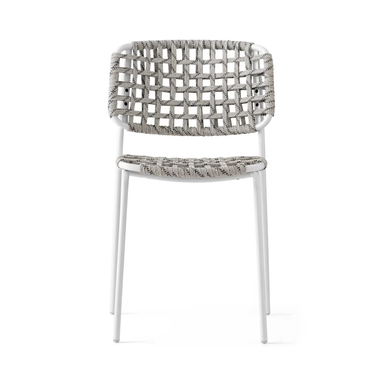 Yo Outdoor Chair with Woven Seat and Metal Frame