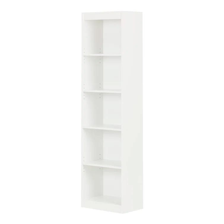 Axess Narrow 5-Shelf Narrow Bookcase Pure White