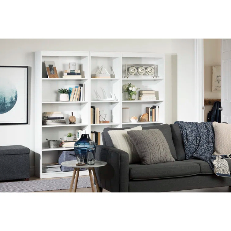 Axess Narrow 5-Shelf Narrow Bookcase Pure White
