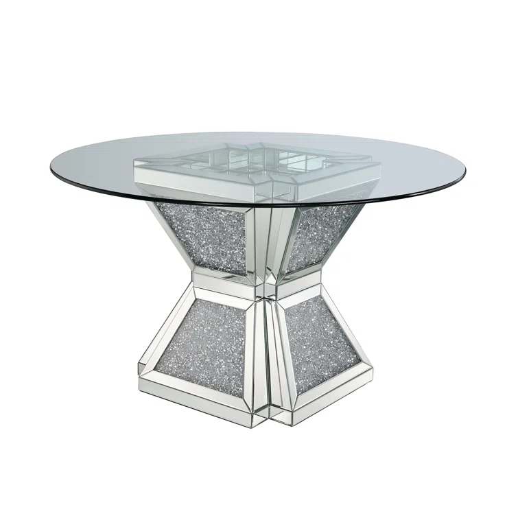 Round Glass Top Metal Base Dining Table